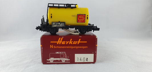 Herkat 1404 DB Kesselwagen SHELL, Schienenreinigungswagen OVP (DG890)