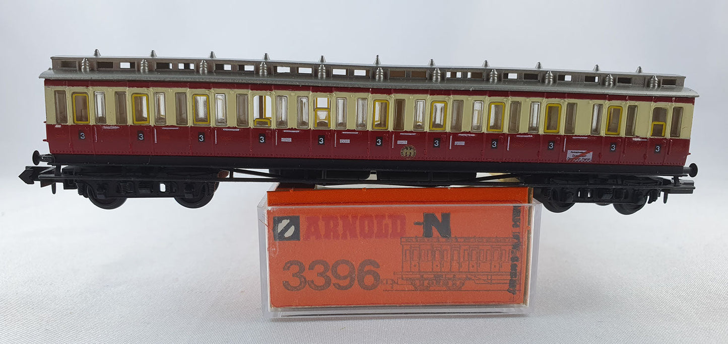 Arnold 3396 DRG compartment car 3rd class red / beige "Ruhr Schnellverkehr" OVP (DP373) 