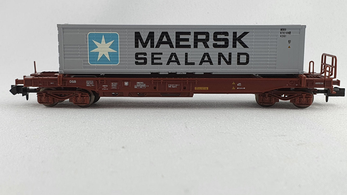 Minitrix 15636 DSB Einheitstaschenwagen "MAERSK SEALAND" OVP (E4900)