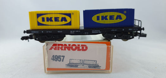 Wagon plat Arnold 4957 DB avec conteneur "IKEA" orig. 