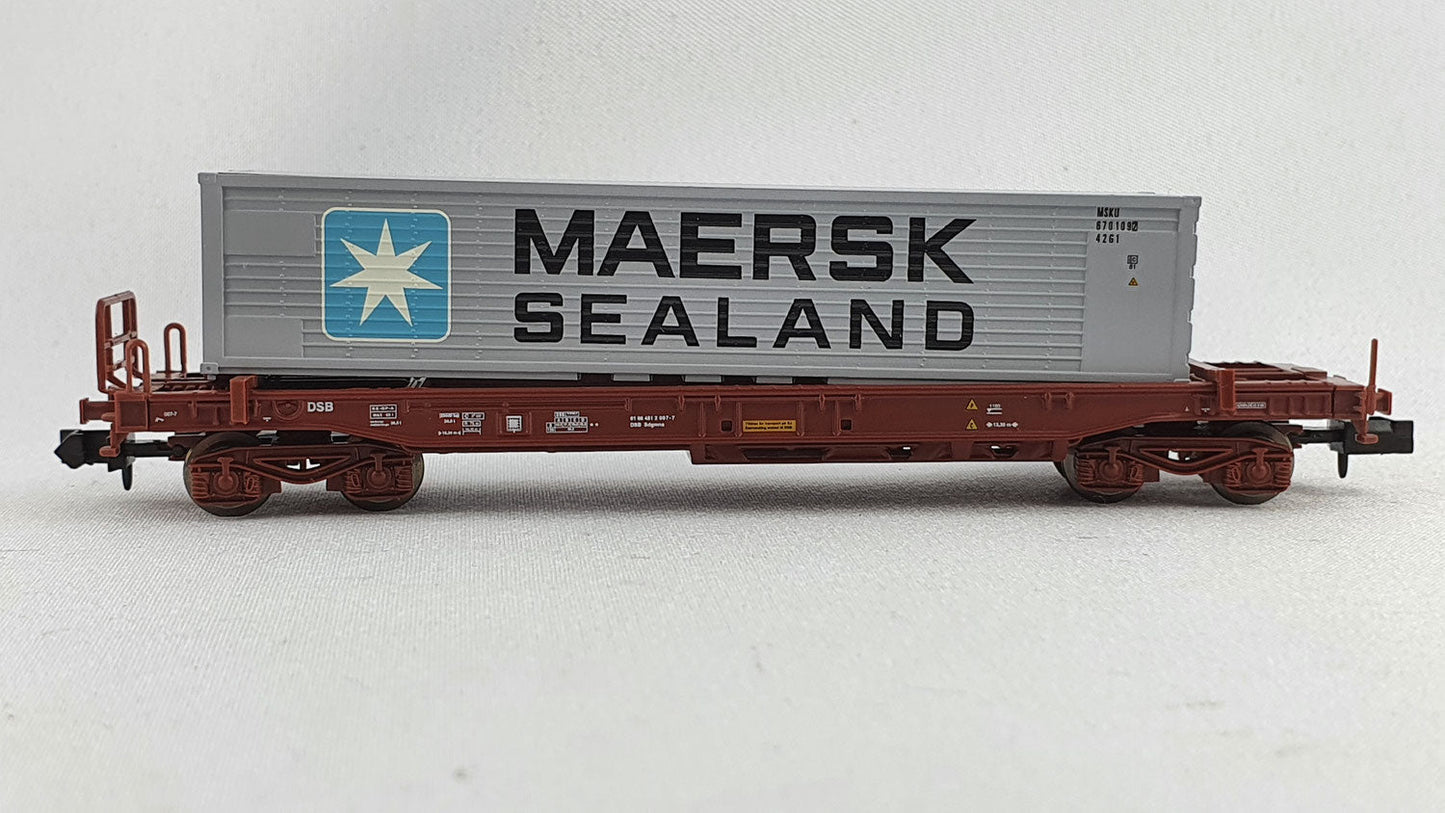 Minitrix 15636 DSB Einheitstaschenwagen "MAERSK SEALAND" OVP (E4900)