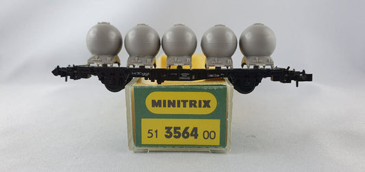 Minitrix 51 3564 00 DB Tragwagen mit 5 Kugelbehälter OVP (E4424)