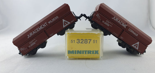 Minitrix 51 3287 51 Coffret de wagons marchandises CFF wagon à déchargement automatique "Vigier Cement" (DG758) 