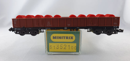 Minitrix 51 3521 00 DB off Güterwagen mit 10 roten Fässern OVP (E6951)